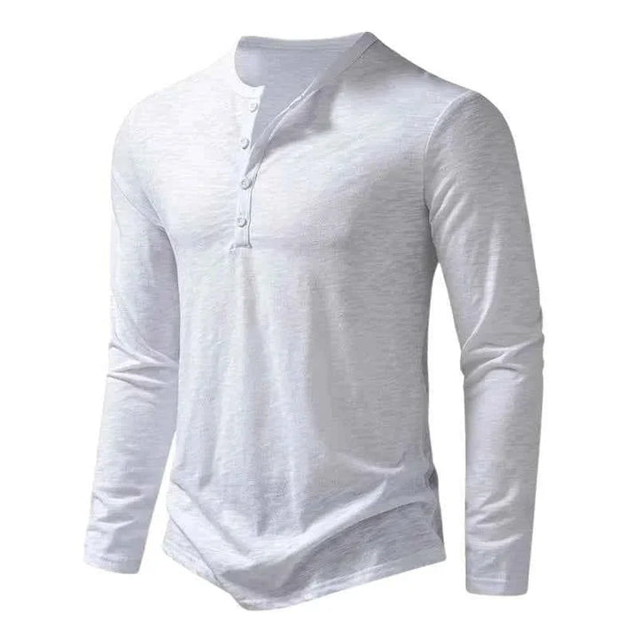Falko | Bordeauxrotes Herren klassisches Henley Langarmshirt