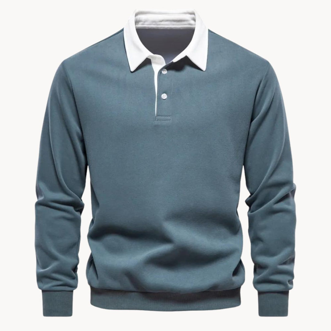 Gero | Herren Graues Langarm Poloshirt