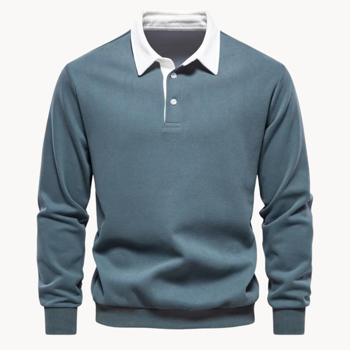 Gero | Herren Graues Langarm Poloshirt