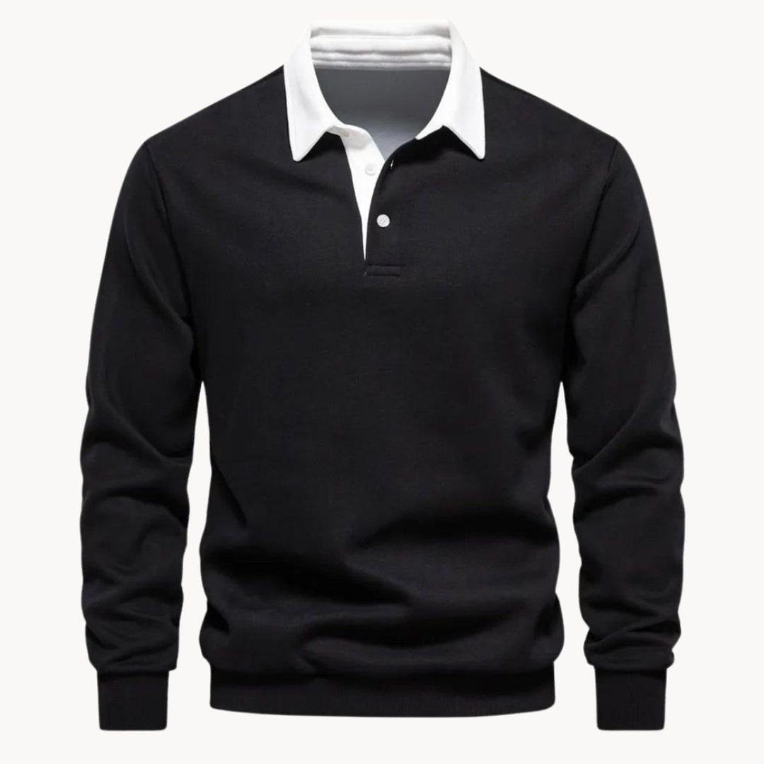 Gero | Herren Graues Langarm Poloshirt