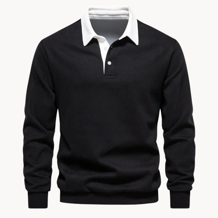 Gero | Herren Graues Langarm Poloshirt