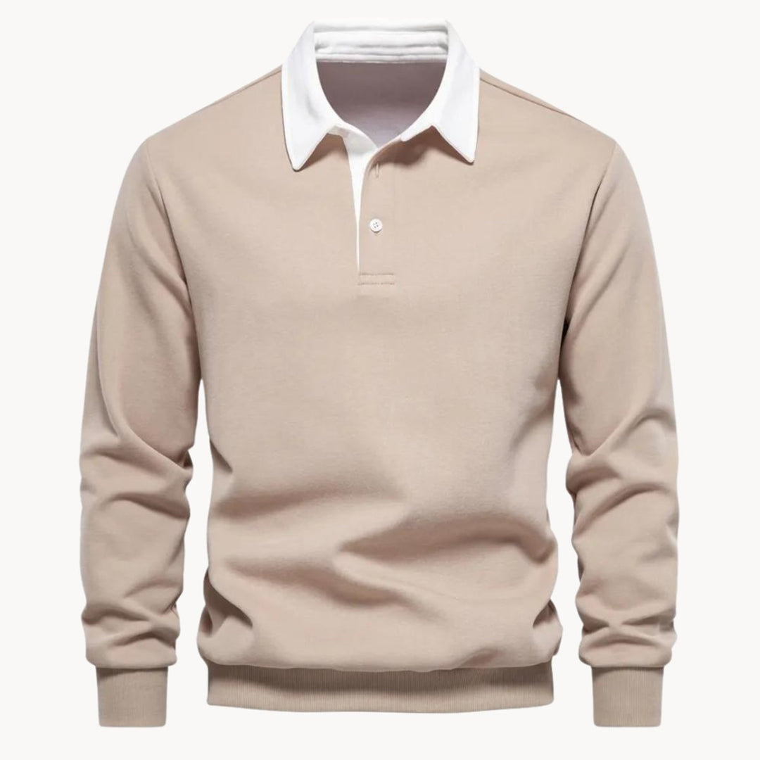 Gero | Herren Graues Langarm Poloshirt