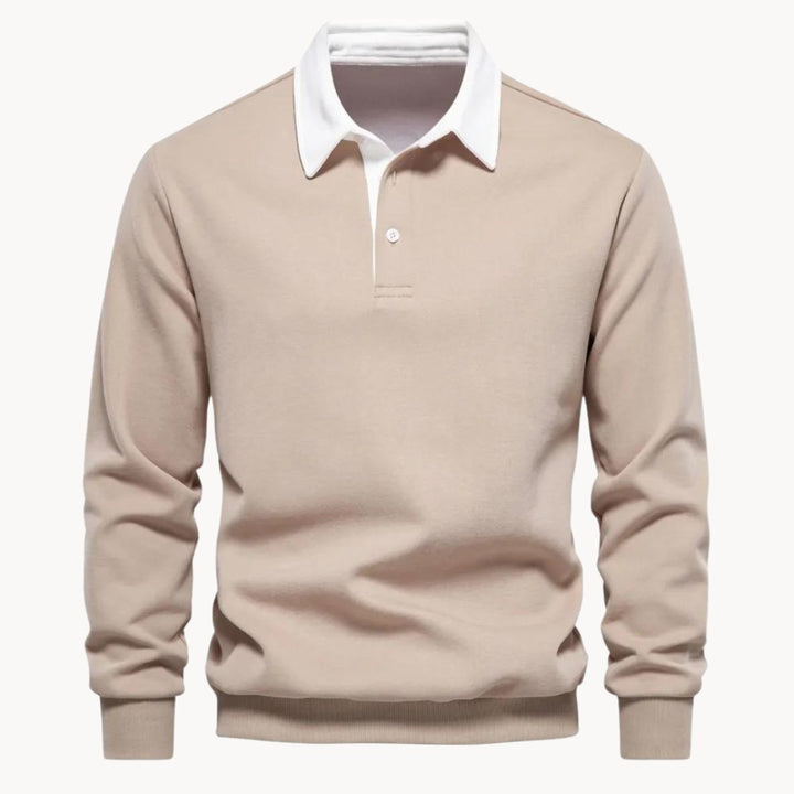 Gero | Herren Graues Langarm Poloshirt