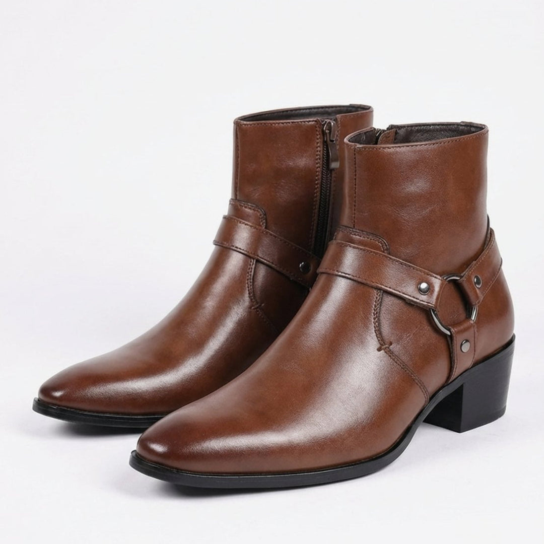 Stefan | Herren Spitze Riemen Lederoptik Stiefeletten