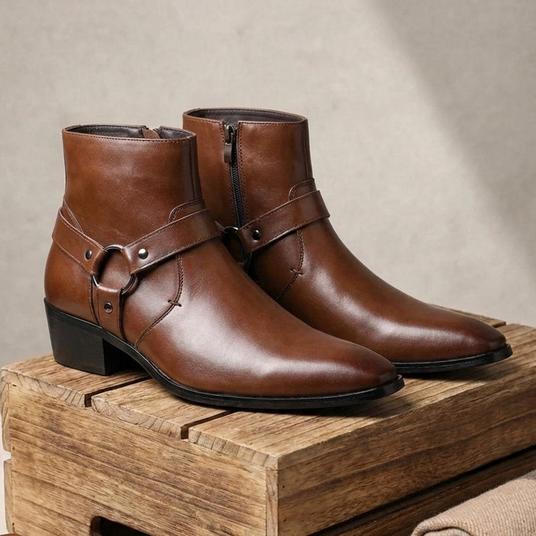 Stefan | Herren Spitze Riemen Lederoptik Stiefeletten