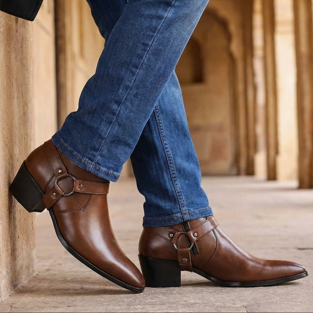 Stefan | Herren Spitze Riemen Lederoptik Stiefeletten