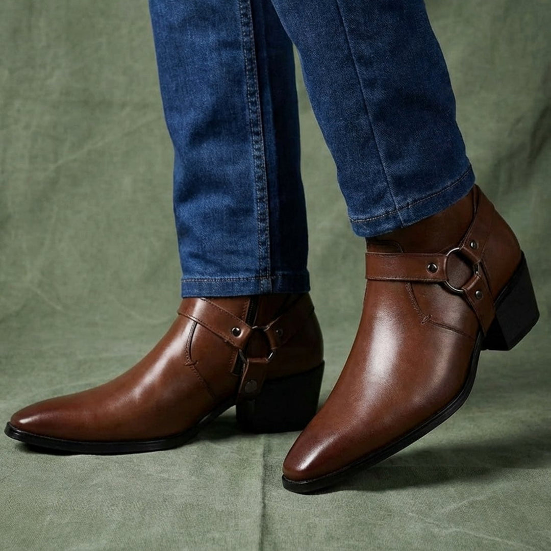 Stefan | Herren Spitze Riemen Lederoptik Stiefeletten