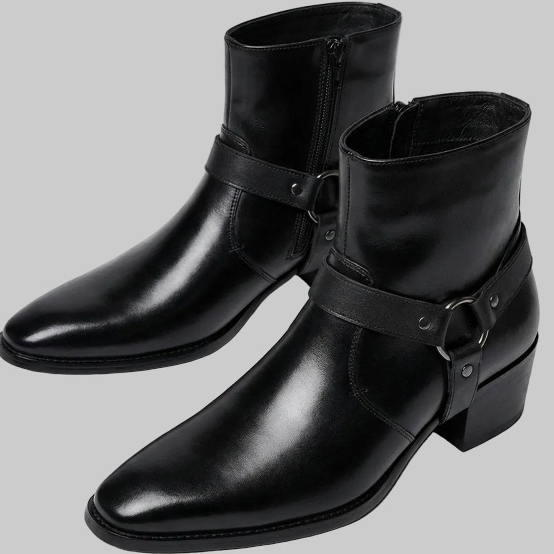 Stefan | Herren Spitze Riemen Lederoptik Stiefeletten