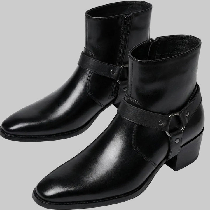 Stefan | Herren Spitze Riemen Lederoptik Stiefeletten