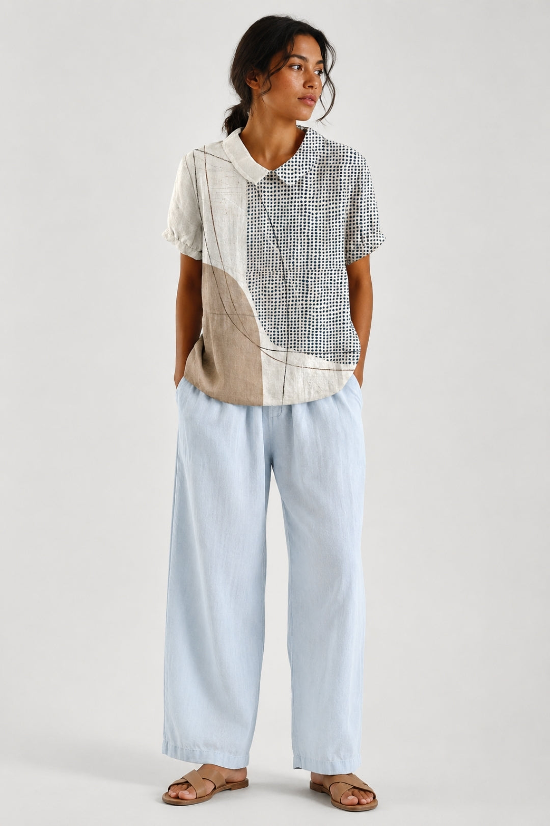 Leinenhemd Damen Trend – Klassischer Kragen &amp; Kurzarm