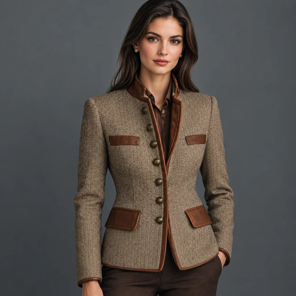 Burglinde | Damen mit Knopfleiste und Kontrastdetails Trachtenblazer