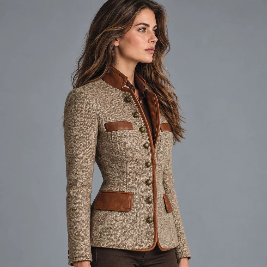 Burglinde | Damen mit Knopfleiste und Kontrastdetails Trachtenblazer