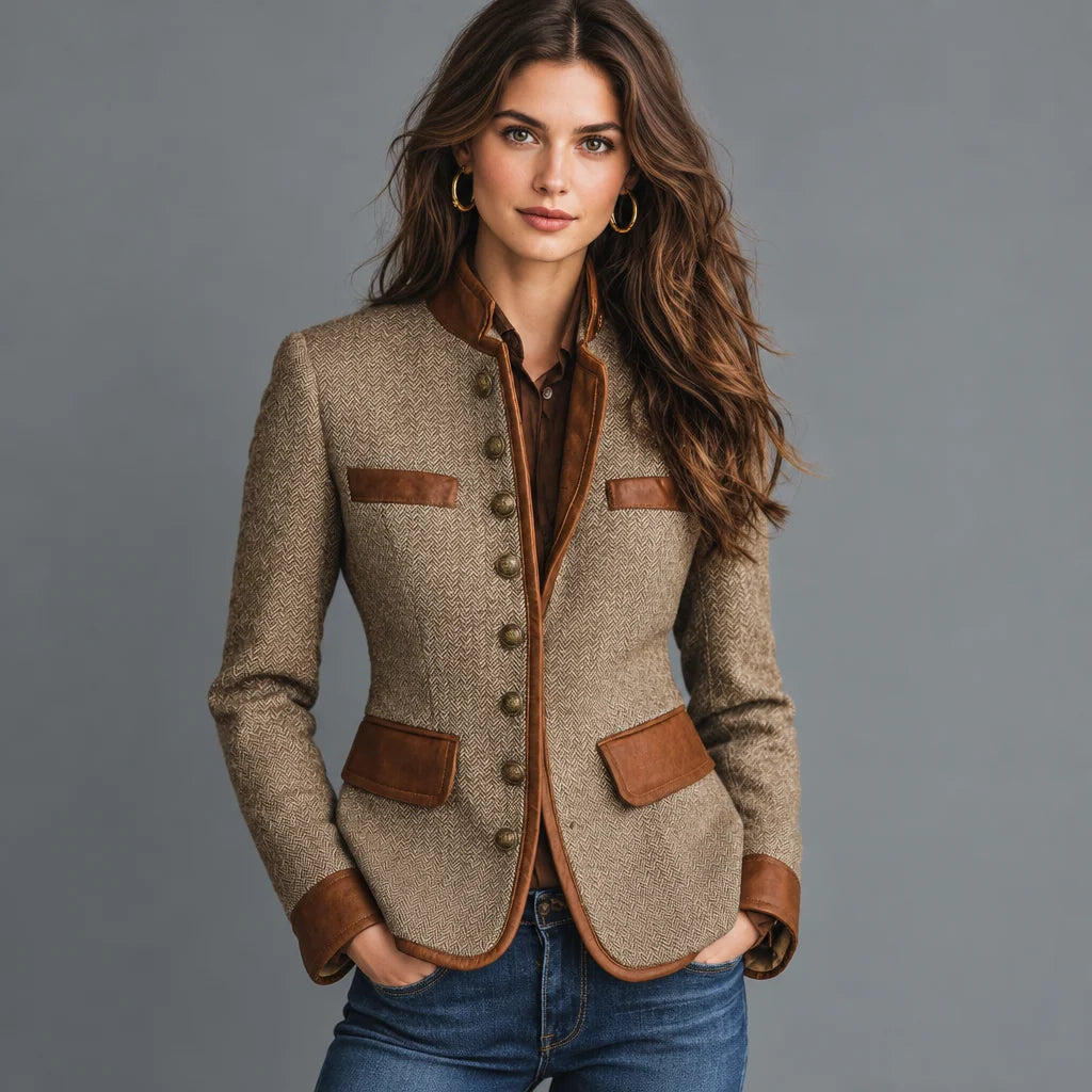 Burglinde | Damen mit Knopfleiste und Kontrastdetails Trachtenblazer